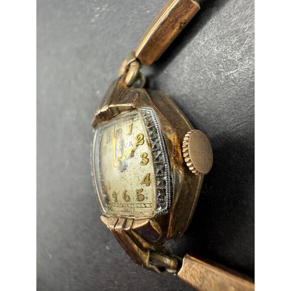 Vintage Bulova Rose 14K ROLLED GOLD Plate Ladies Cocktail Wrist Watch 16mm main image 6